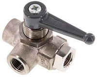 3-Wege Kugelhähne, mit Befestigungsgewinde (L-Bohrung) 3-Wege Kugelhähne, mit Befestigungsgewinde (L-Bohrung)