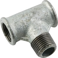 T-Stück mit Innen x Außen x Innengewinde (Temperguss verzinkt) T-Stück mit Innen x Außen x Innengewinde (Temperguss verzinkt)