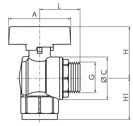 Einschraub-Winkel-Kugelhähne DVGW geprüft (PN 5 / MOP 5) - EN 331